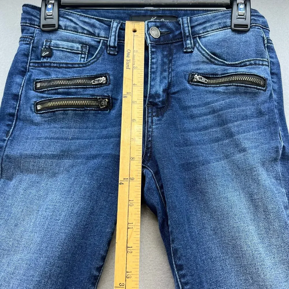 KanCan Jeans Women's Size 26 (5) Blue Moto Multi Zipper Pockets Skinny Normcore - Picture 9 of 12